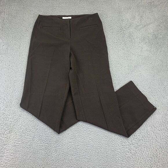Emma James Pants - Emma James Pants Womens 4 Petite Brown Mid-Rise Straight Leg Stretch Dress Slack